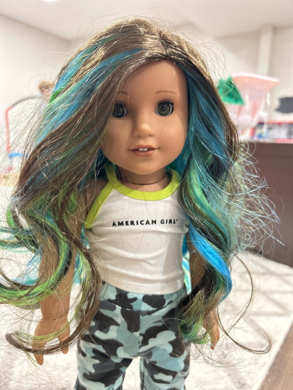 American Girl Truly Me Doll Outfit with Blue and Green Hair Streaks - Picture 5 of 7